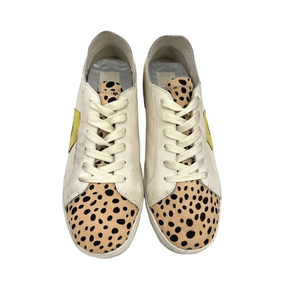 Dolce Vita Zaga Calf Hair Leopard Printed Iridescent Sneakers $127 US Size US 9
